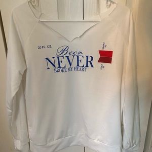 BEER NEVER BROKE MY HEART CREWNECK